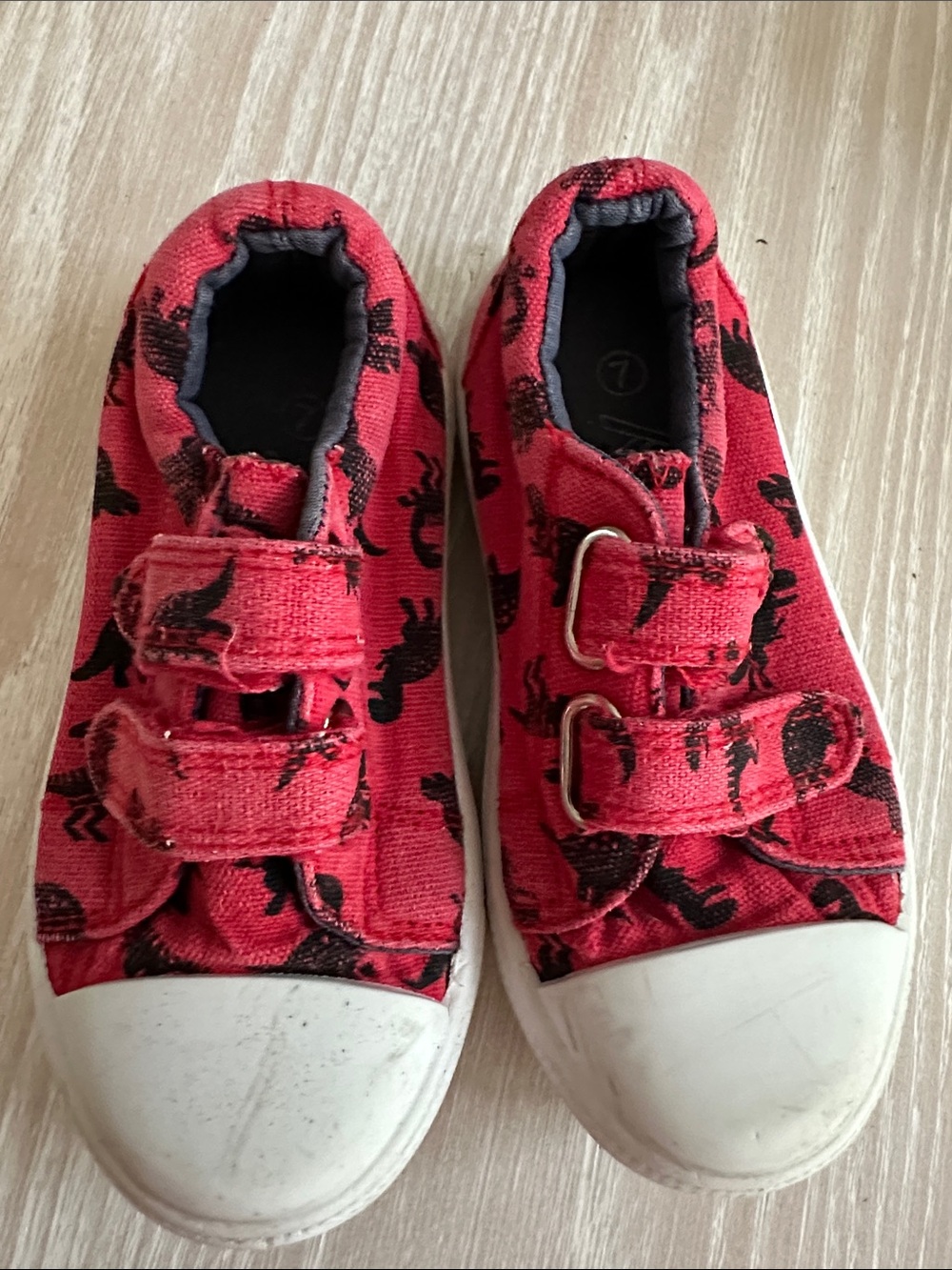 Kids Red Dinosaur Velcro Sneakers Size 7T